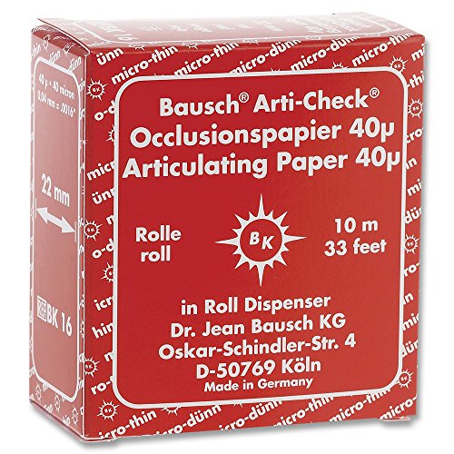 Bausch Articulating Papers BK16 Articulating Paper Rolls Red 22mm X 10m Bausch Articulating Papers BK16 Articulating Paper Rolls Red 22mm X 10m